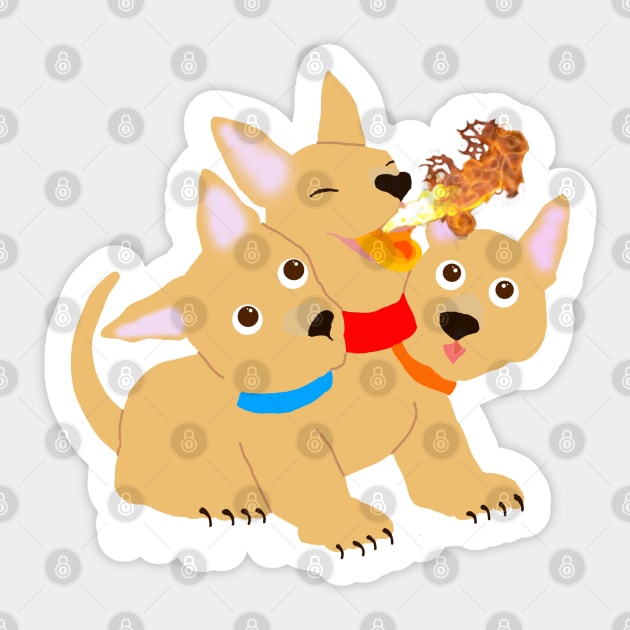 puppy baby CERBERUS guardian of Hades CUTE fire breathing Sticker by TanoshiiNeko